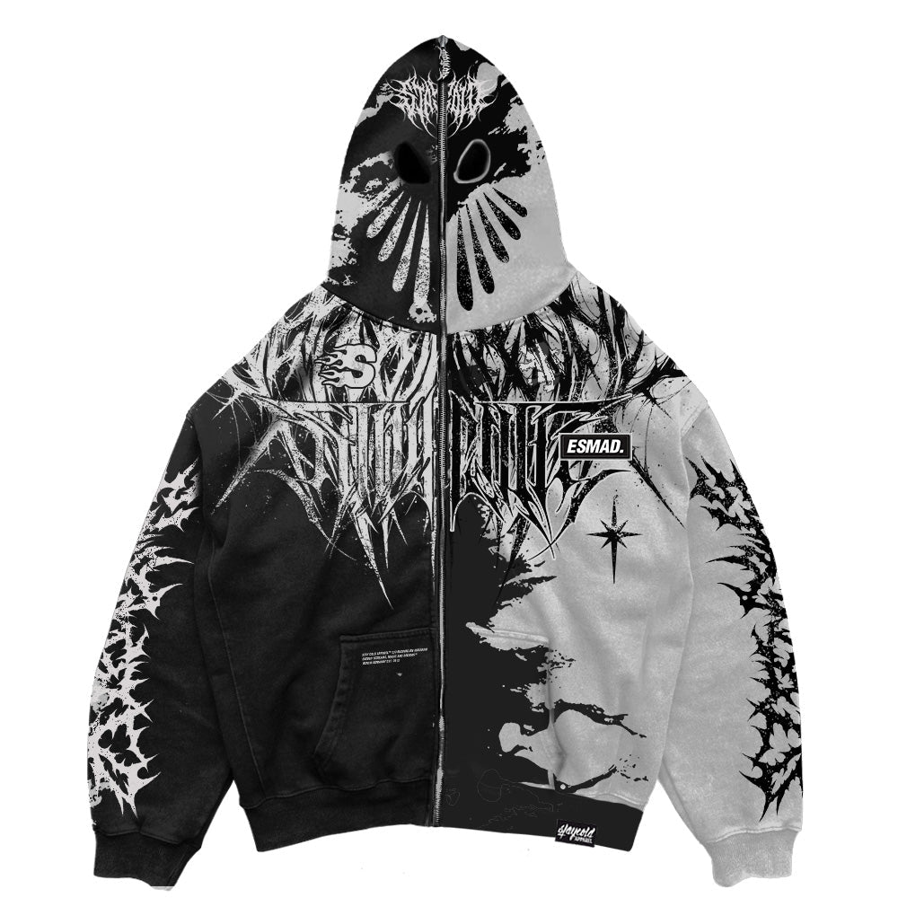 Lord Of Chaos (Half Half) - Heavy Zipper Hoodie (400GSM)
