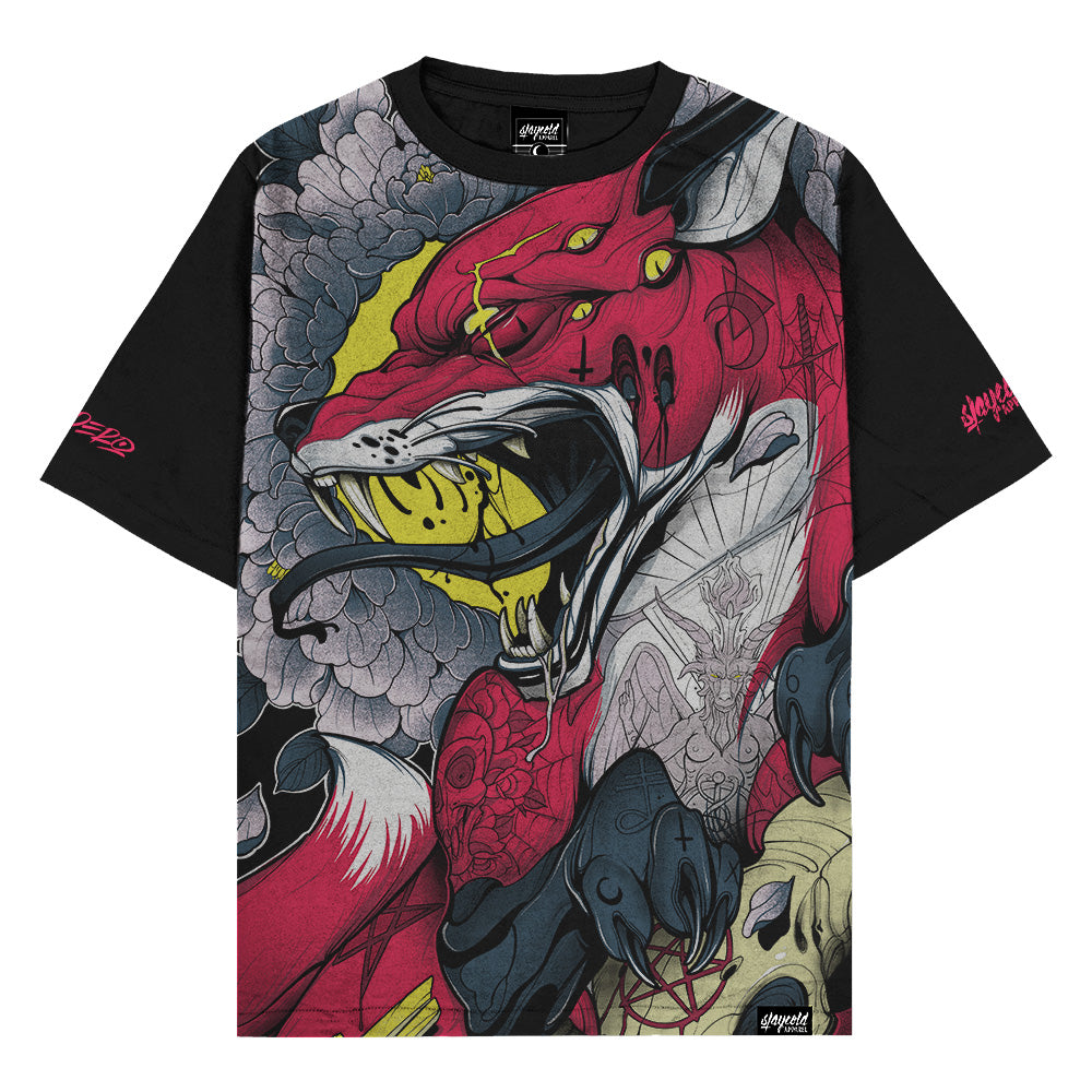 Zombie Fox (Allover) - Oversized T-Shirt (200GSM)