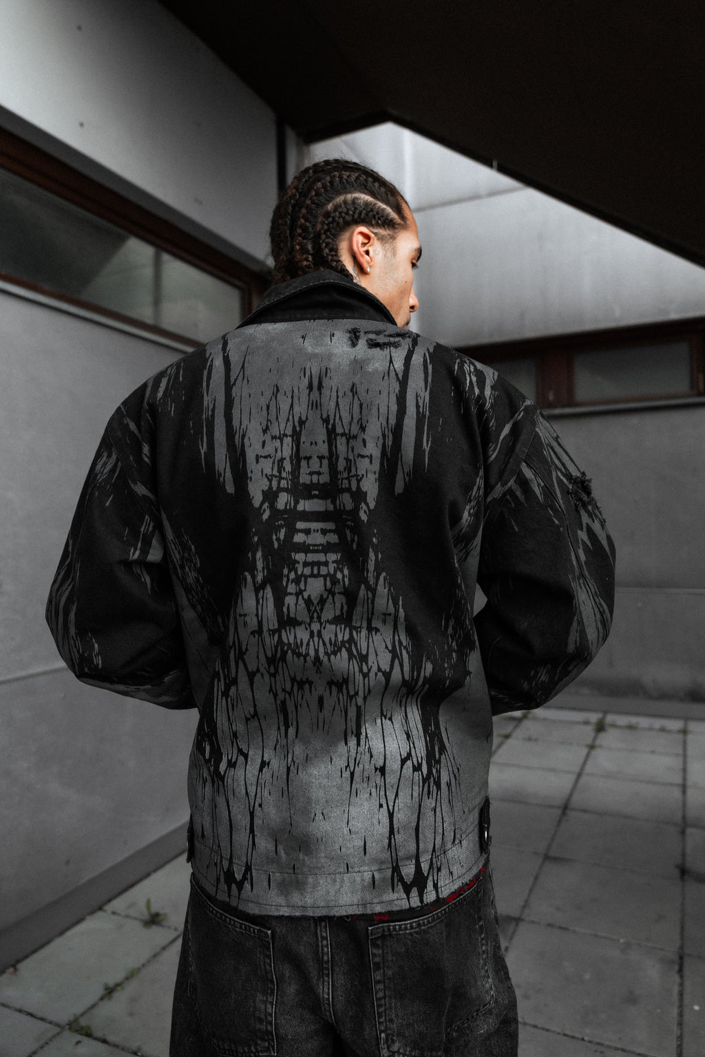 Ash Grid (Dirty Grey) - Distressed Denim Jacket (380GSM)
