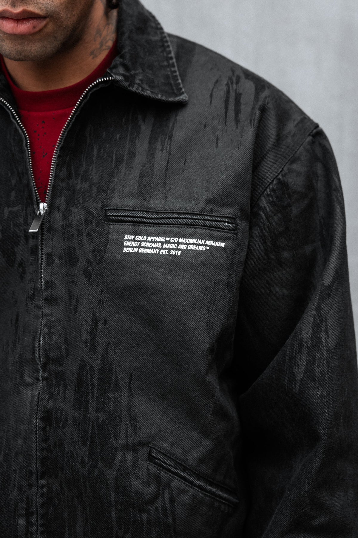 Black Anvil (Dark Grey) - Distressed Denim Jacket (380GSM)