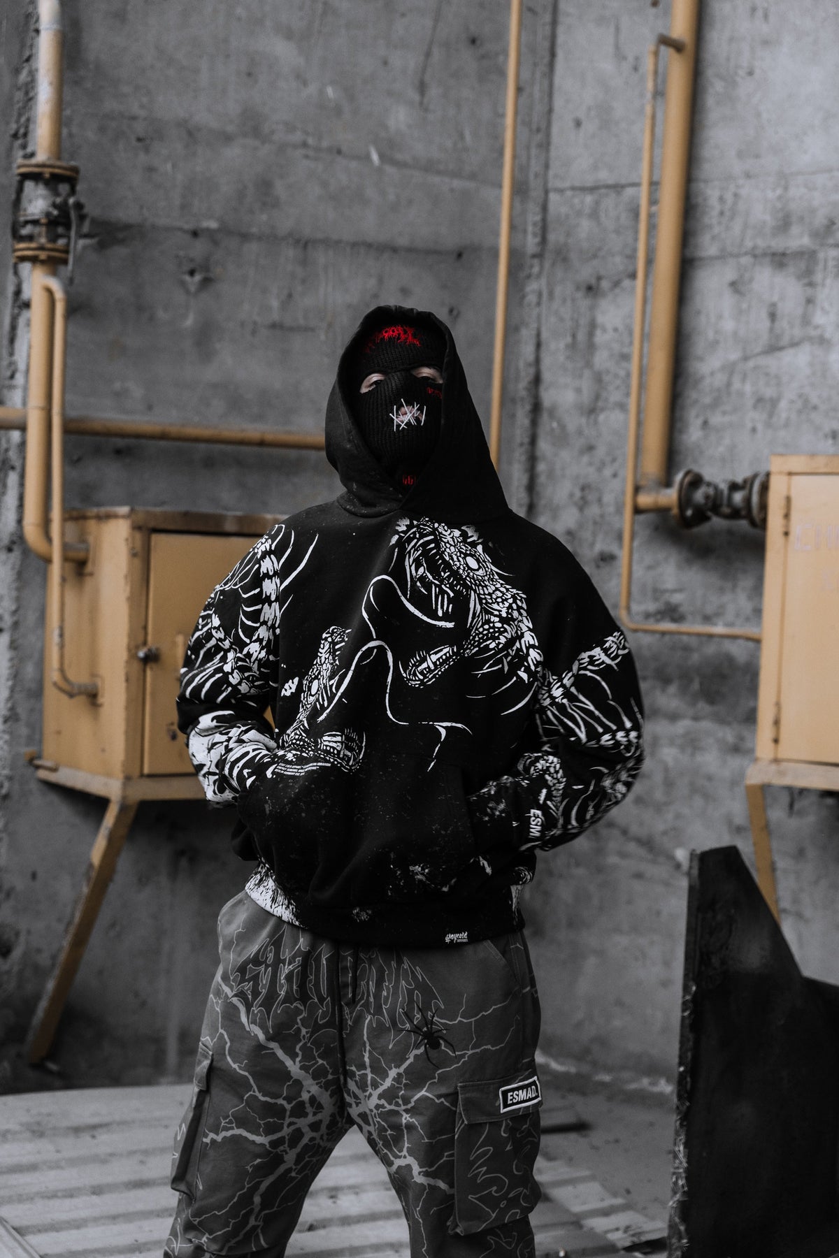 Black Spine (Black) - Heavy Oversized Hoodie (400GSM)