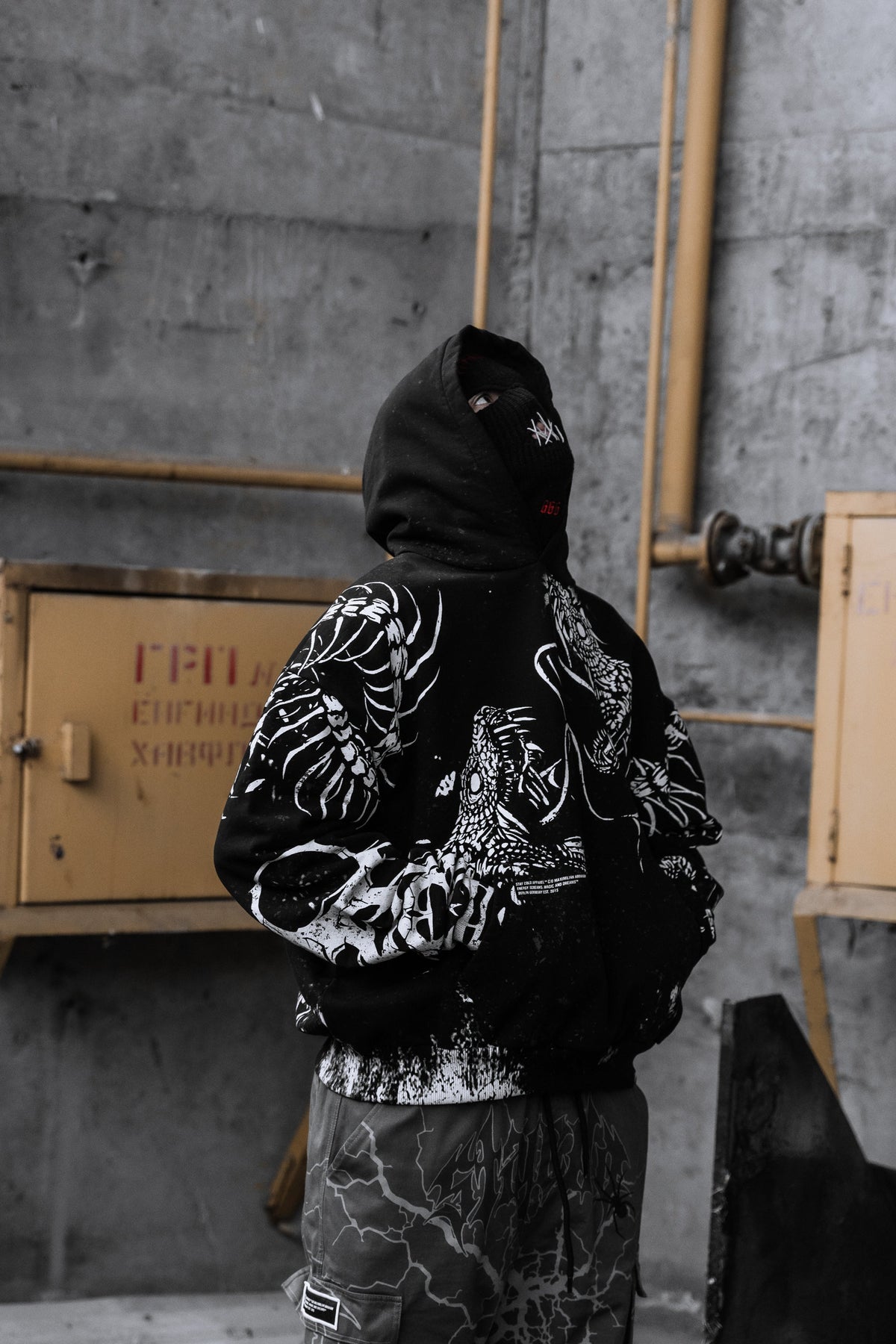 Black Spine (Black) - Heavy Oversized Hoodie (400GSM)