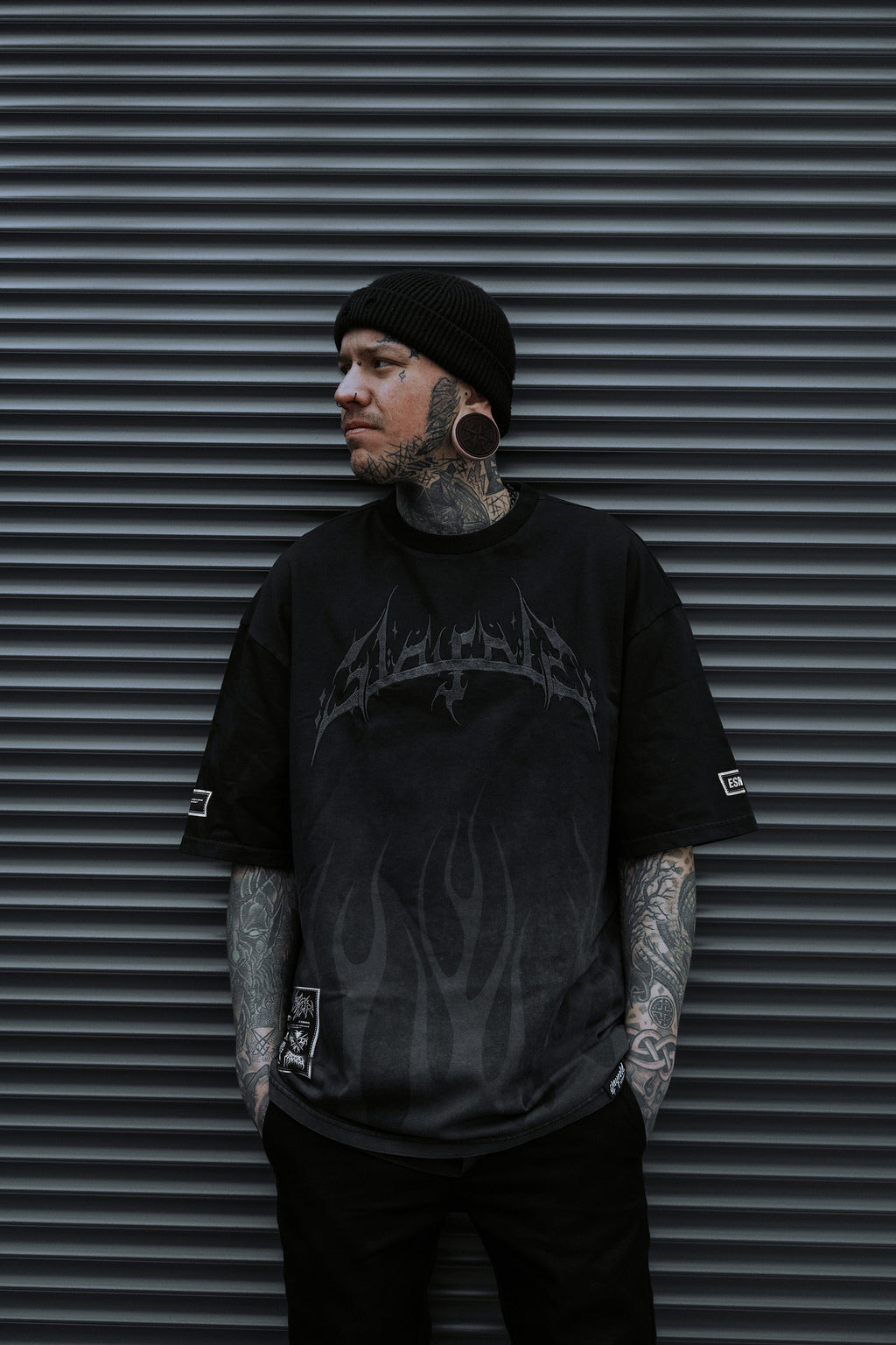 Black Torch (Grey Bleached) - Heavy Oversized T-Shirt (250GSM)