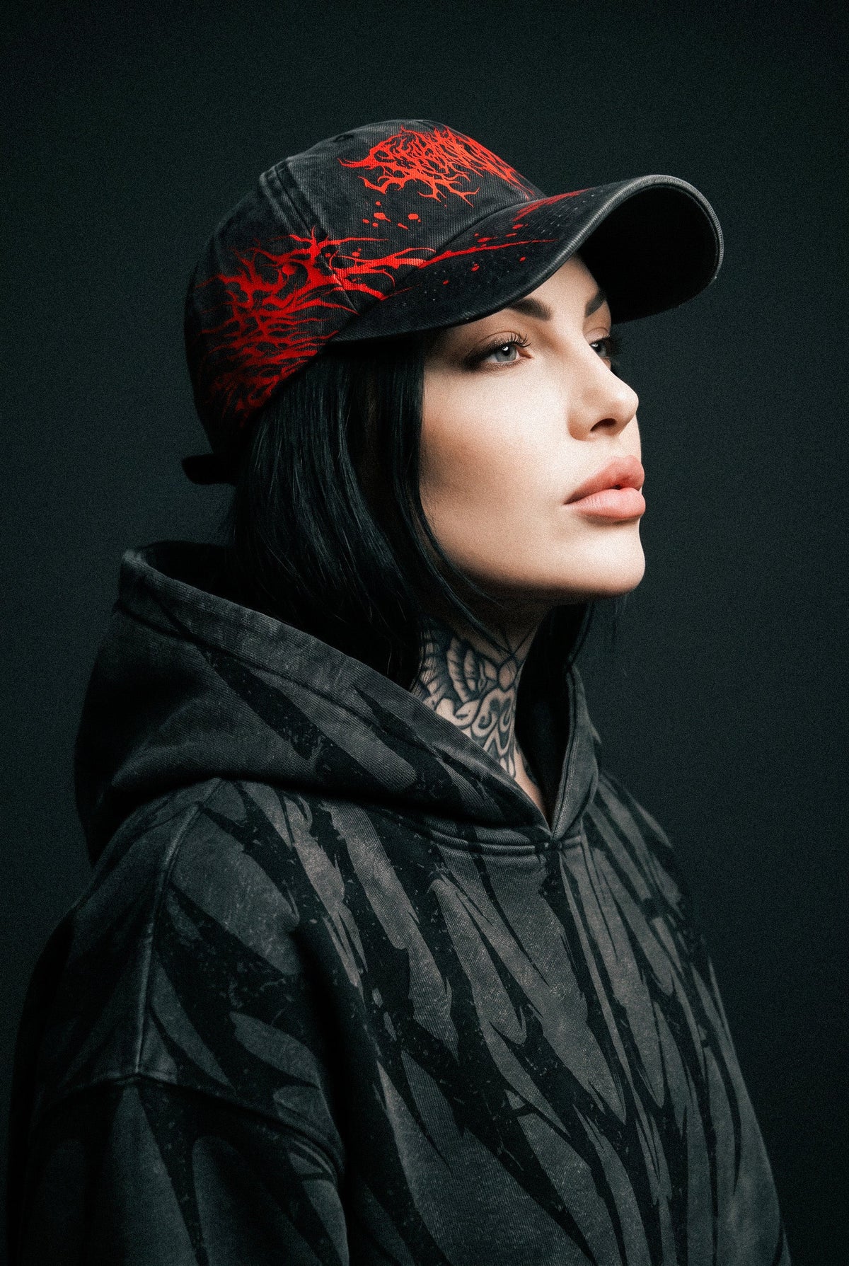 Blood Script (Black) - Distressed Baseball Cap