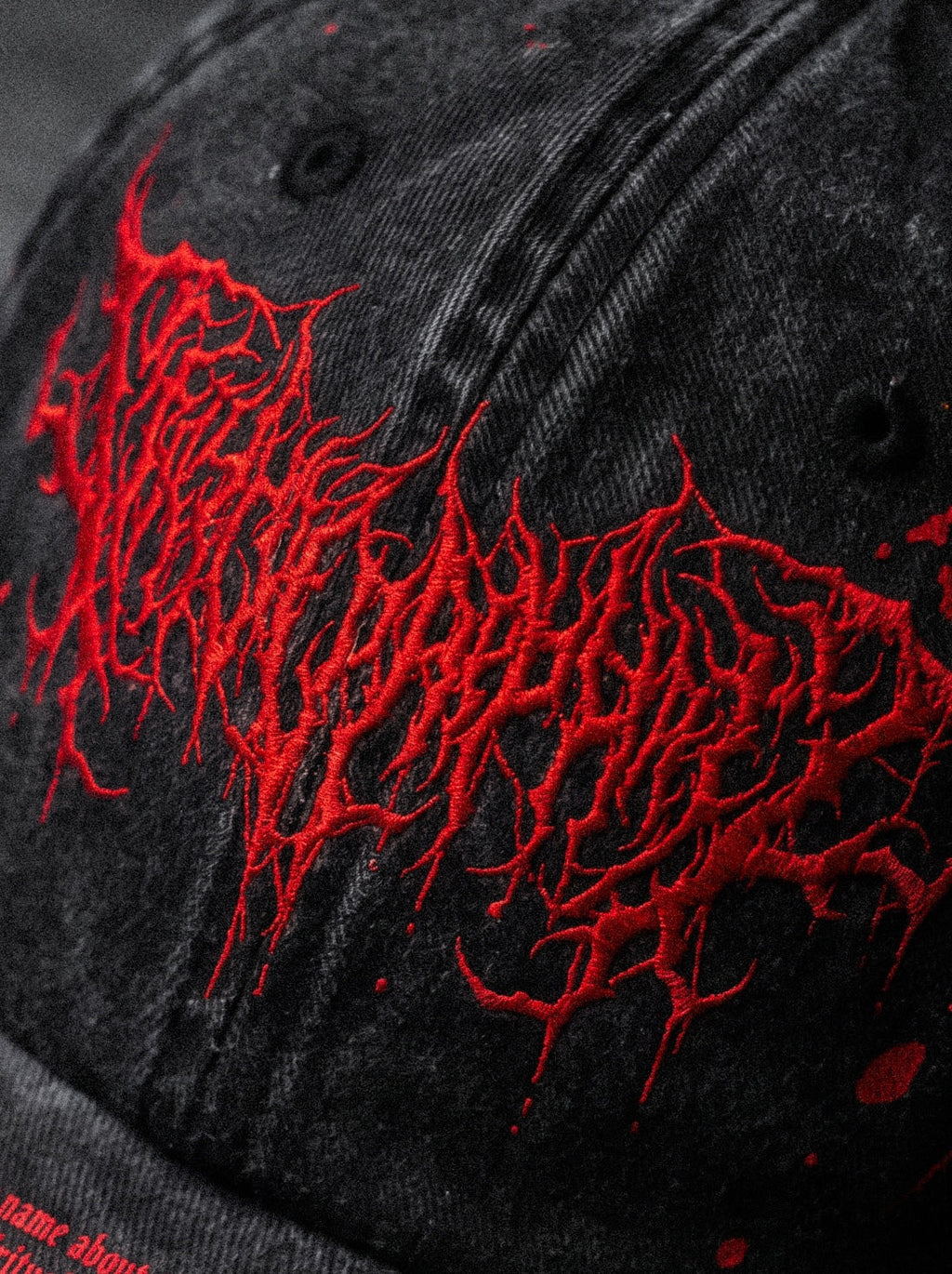 Blood Script (Black) - Distressed Baseball Cap