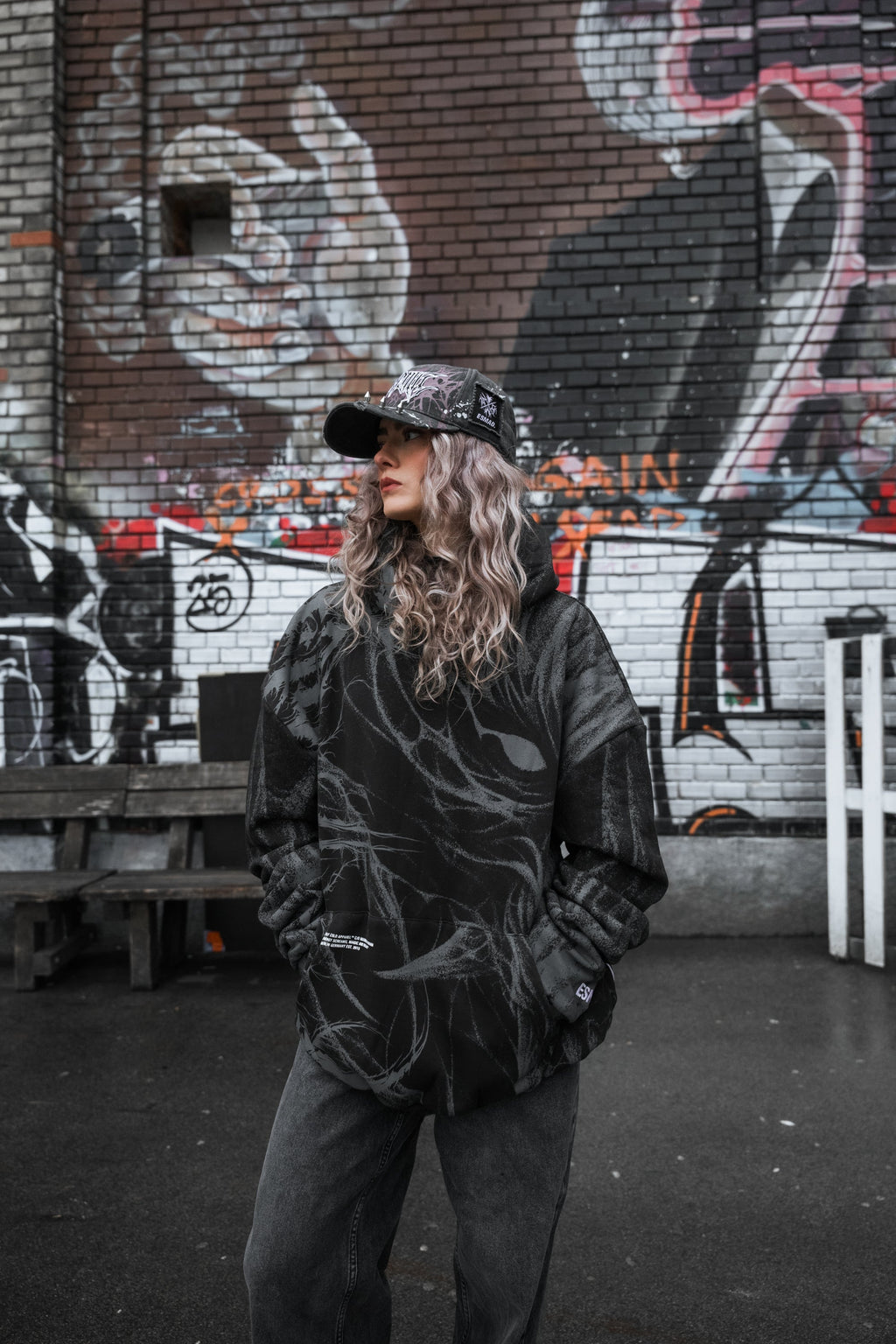 Bloodmoon (Dark Grey) - Heavy Oversized Hoodie (400GSM)