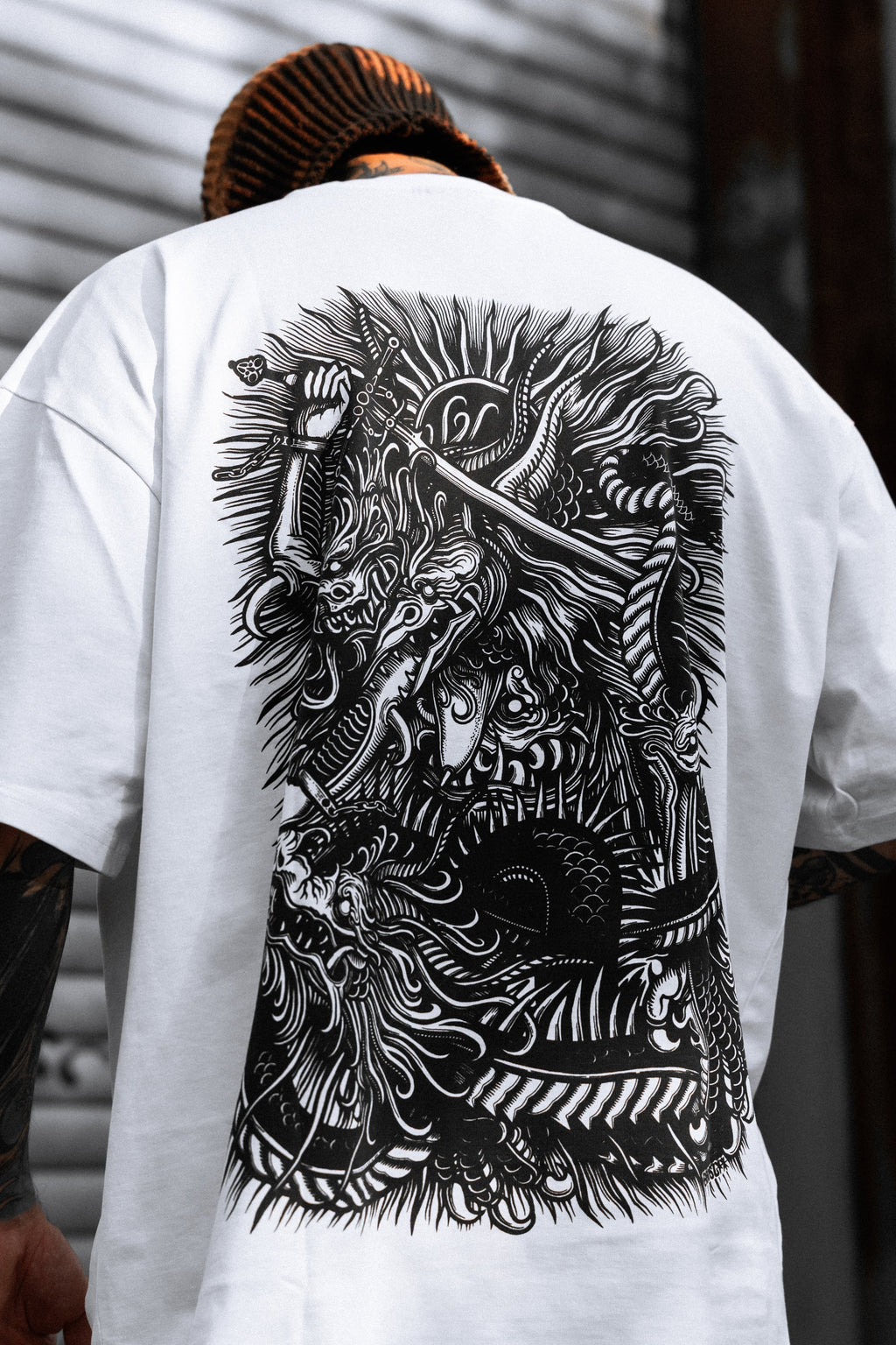 Crown of Scales (White) - Oversized T-Shirt (200GSM)