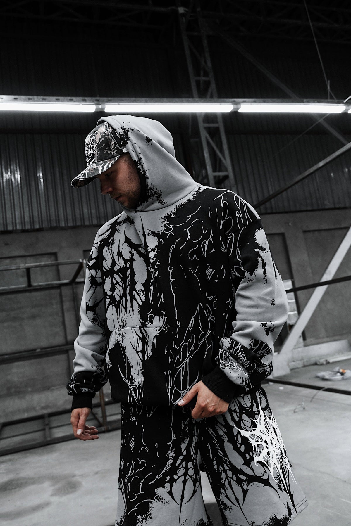 Daggerwave (Grey Dye) - Oversized Hoodie (350GSM)