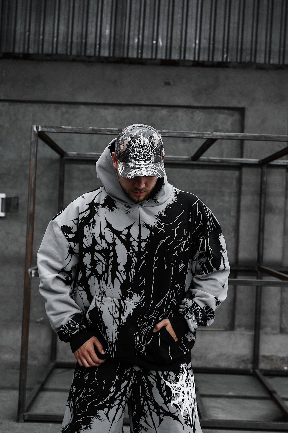 Daggerwave (Grey Dye) - Oversized Hoodie (350GSM)
