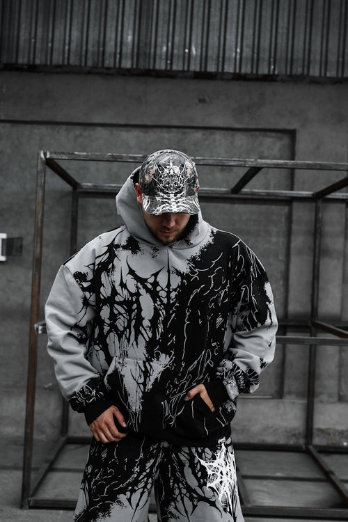 Daggerwave (Grey Dye) - Oversized Hoodie (350GSM)