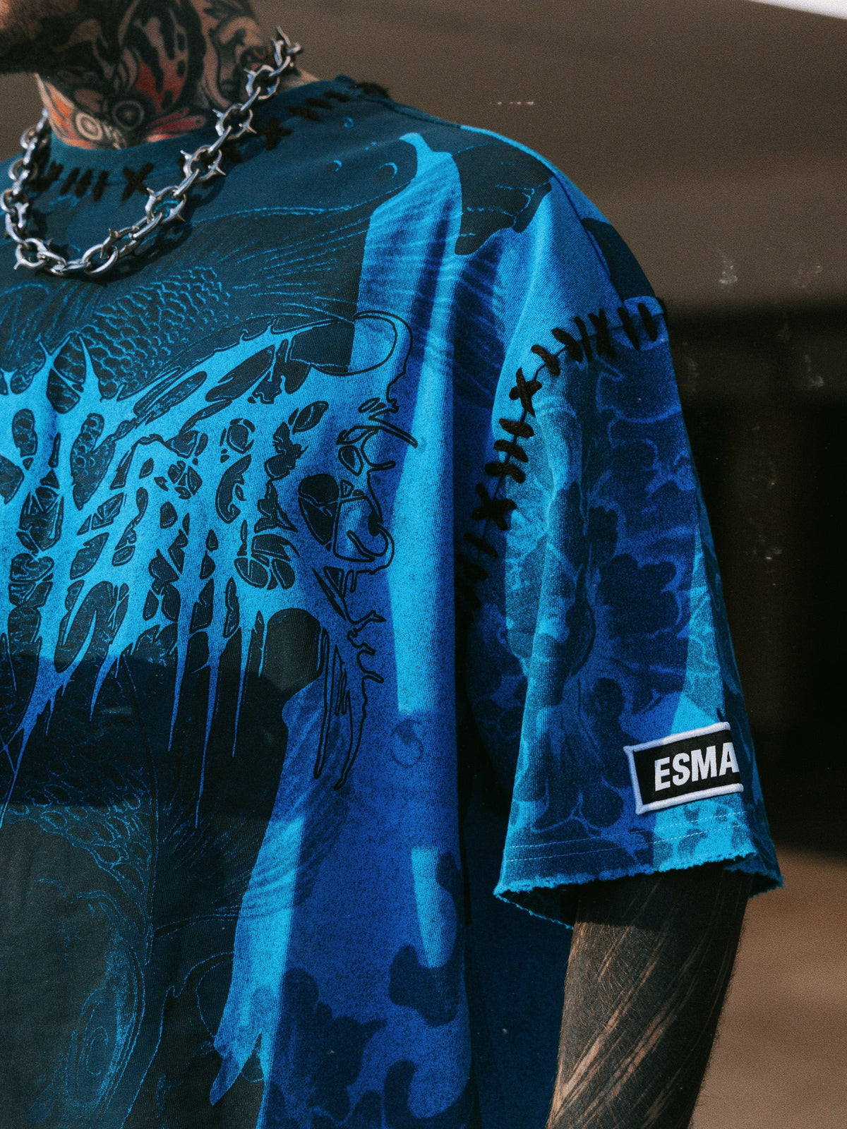 Drowned (Blue) - Heavy Oversized T-Shirt (250GSM)
