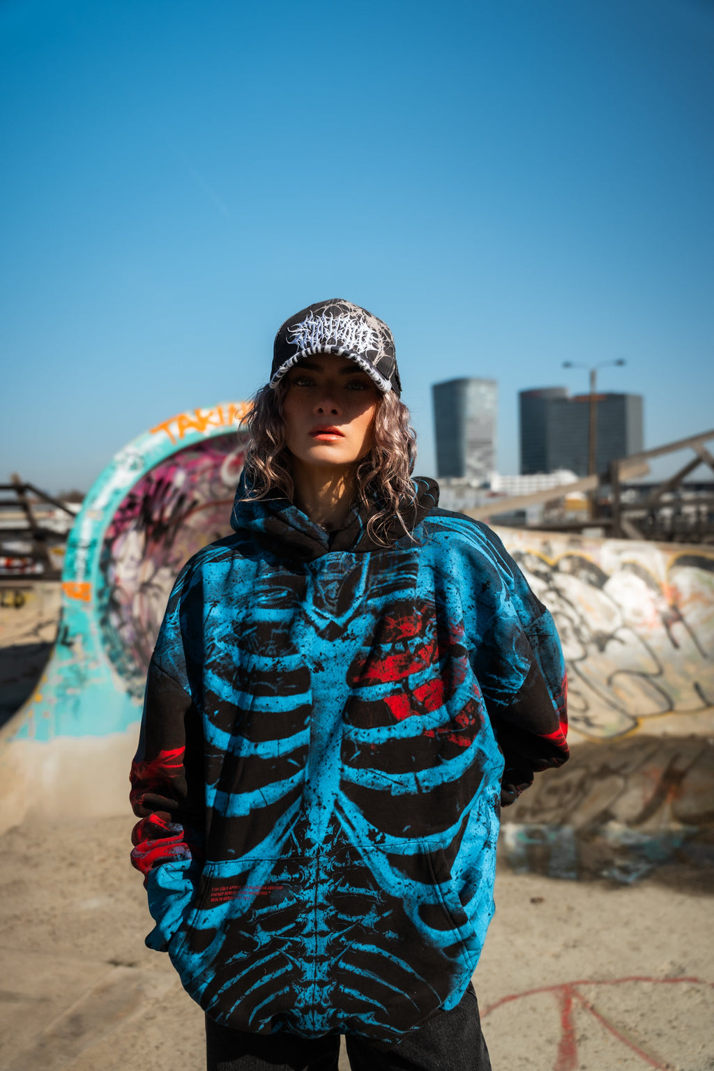 Glass Bones (Blue) - Heavy Oversized Hoodie (400GSM)