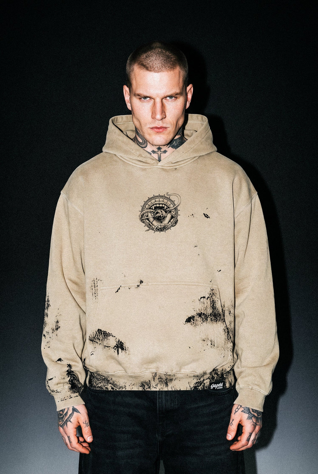 Gravewire (Beige) - Oversized Hoodie (350GSM)