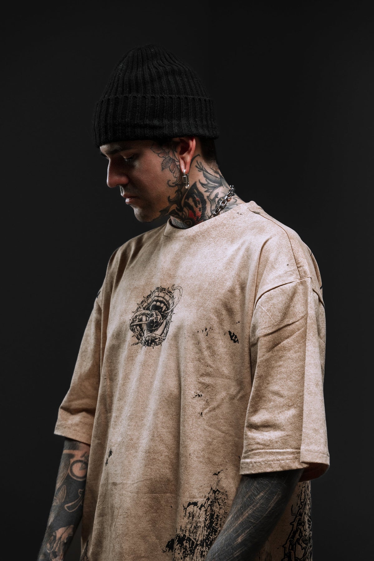 Gravewire (Beige) - Oversized T-Shirt (200GSM)