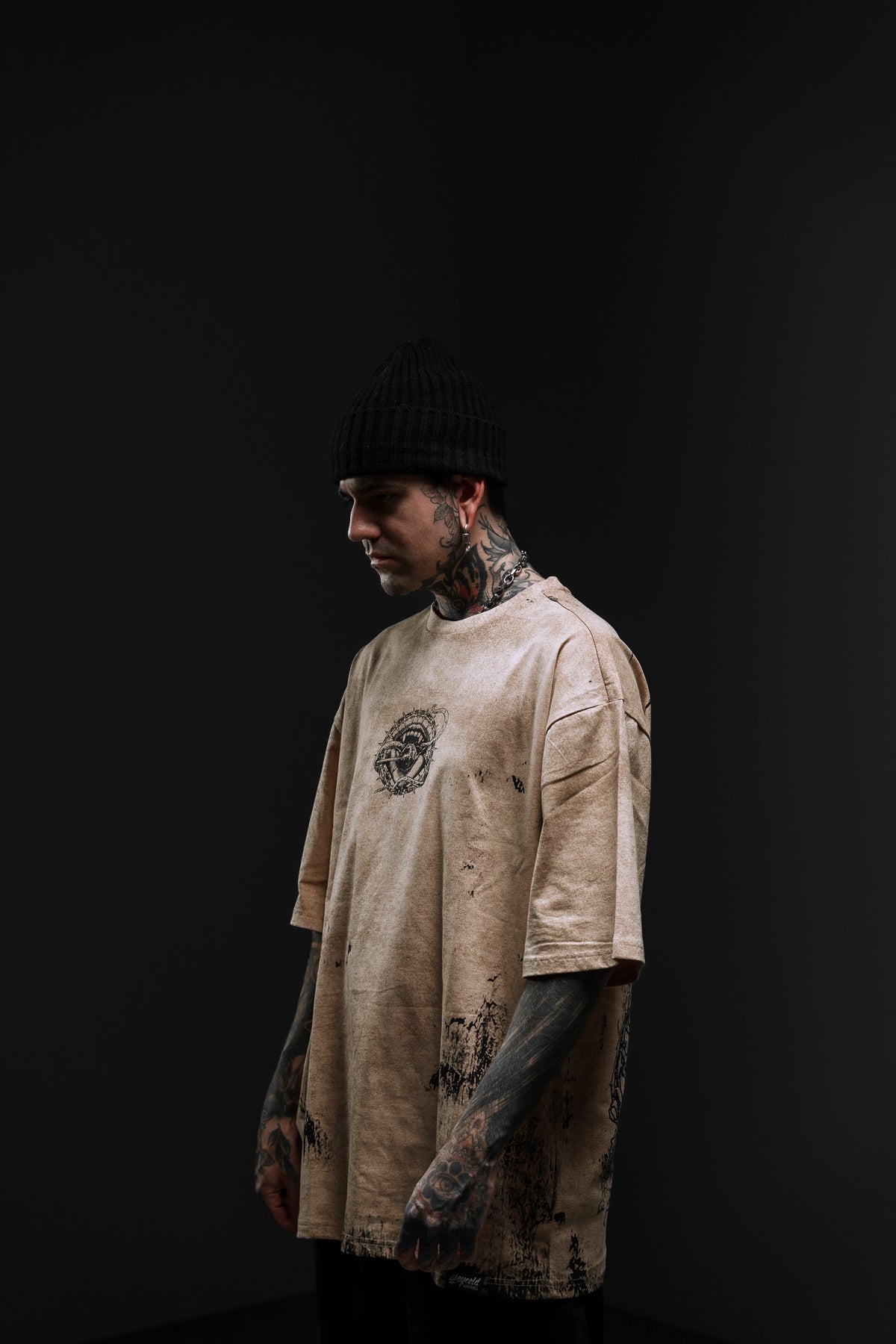 Gravewire (Beige) - Oversized T-Shirt (200GSM)