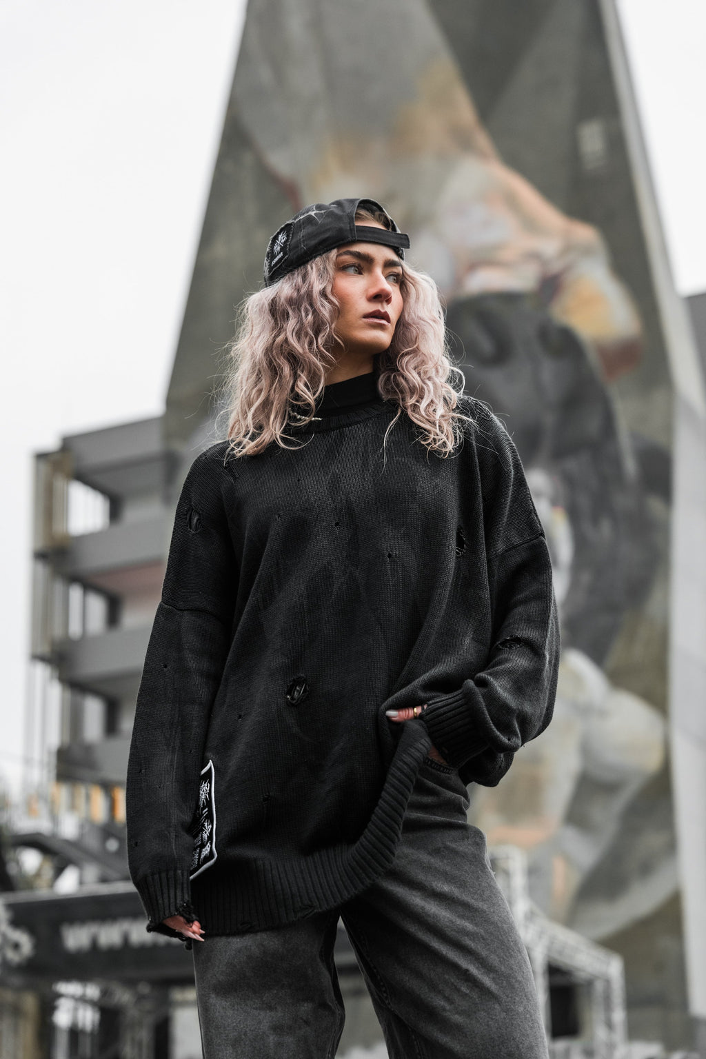 Grimfall (Dark Grey) - Knit Sweater (600GSM)