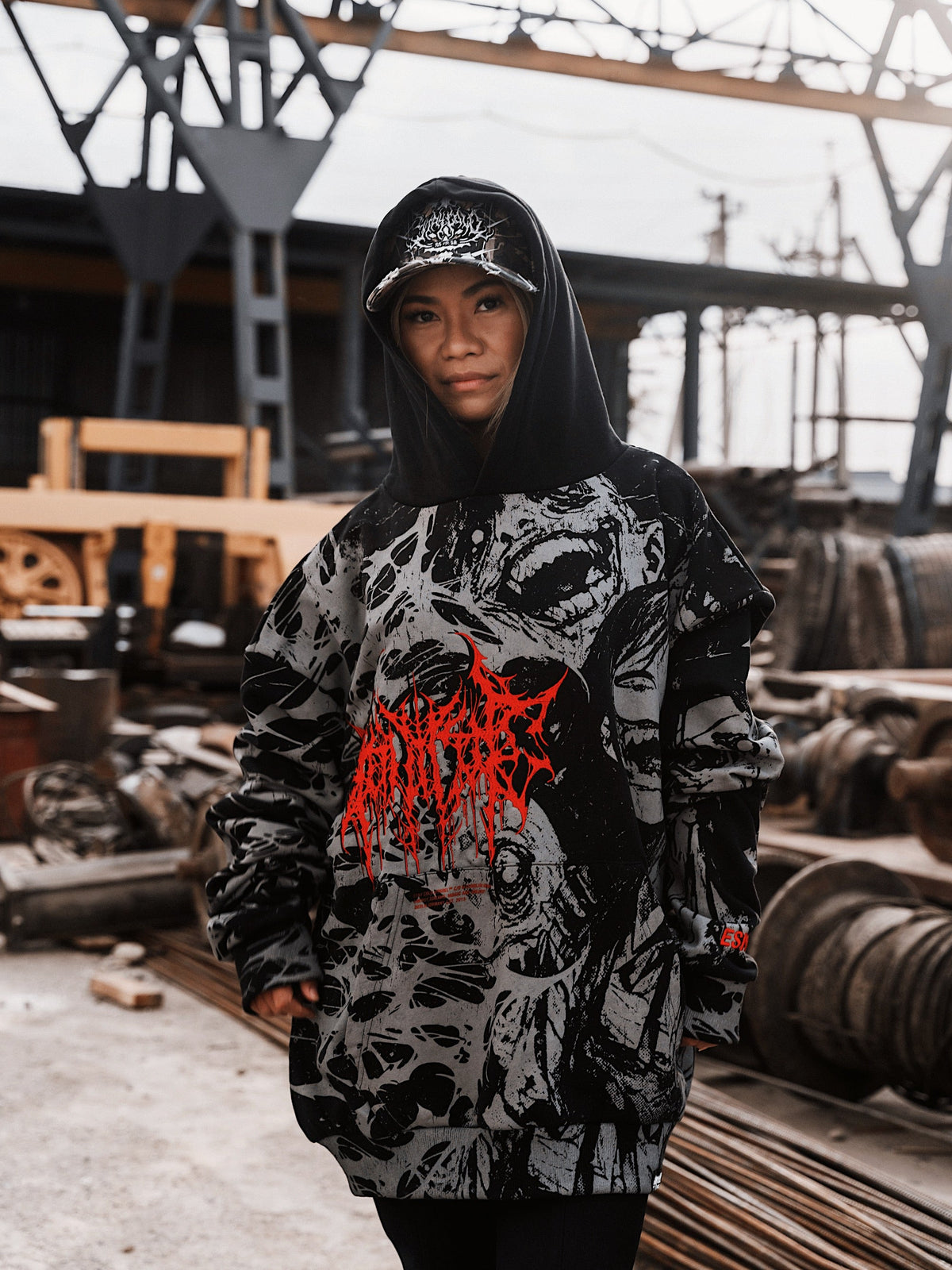 Grinfrost (Black) - Oversized Hoodie (350GSM)