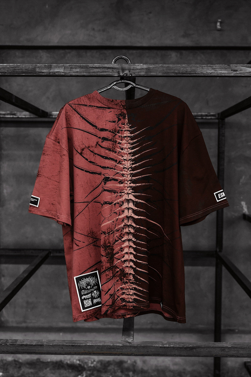 Lineage Of Dusk (Half Half Red) - Heavy Oversized T-Shirt (250GSM)