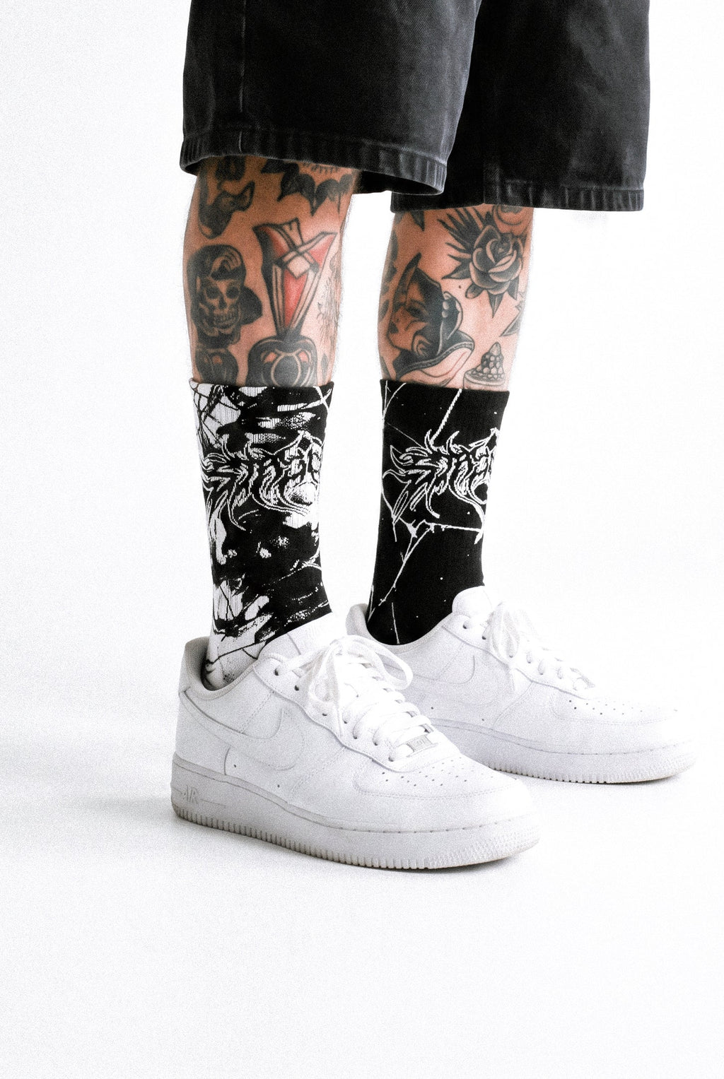 Marble Chaos (Black White) - Comfort Socks