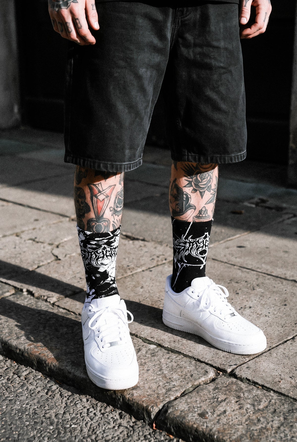 Marble Chaos (Black White) - Comfort Socks