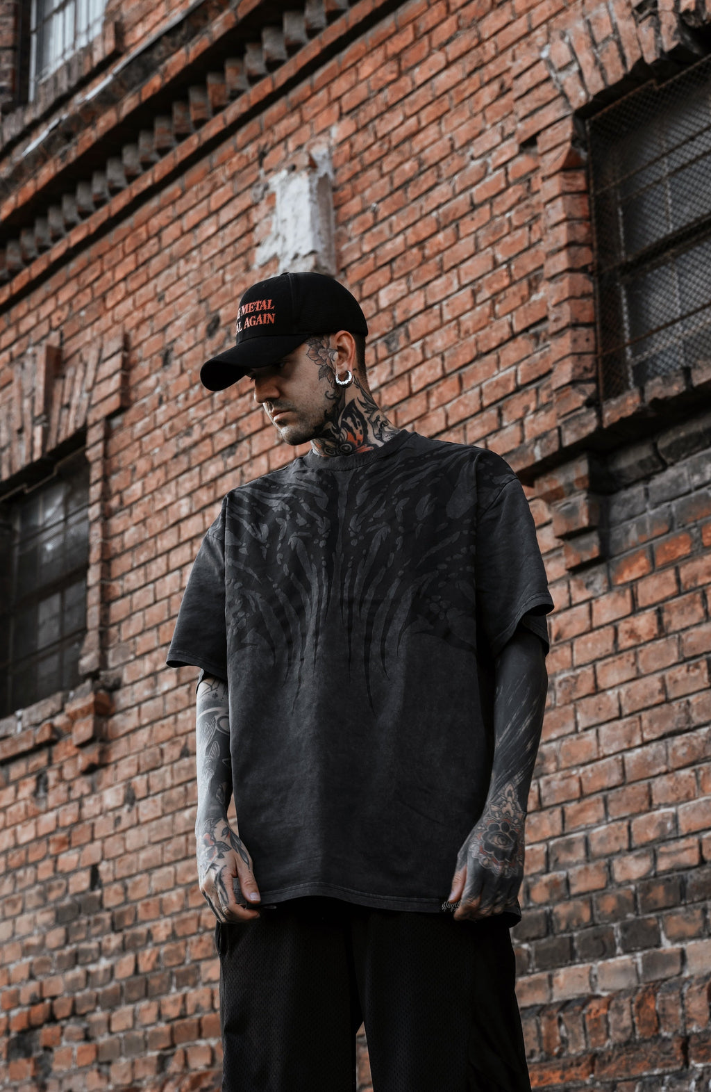 Necroblade (Black) - Heavy Oversized T-Shirt Acid Washed 250GSM