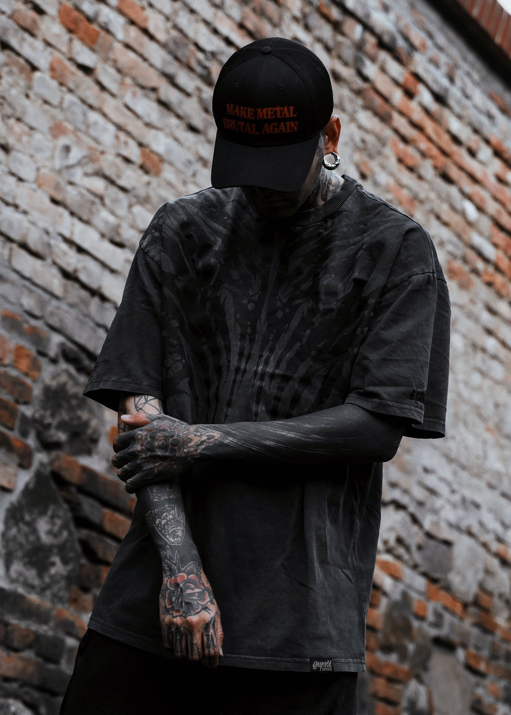 Necroblade (Black) - Heavy Oversized T-Shirt Acid Washed 250GSM
