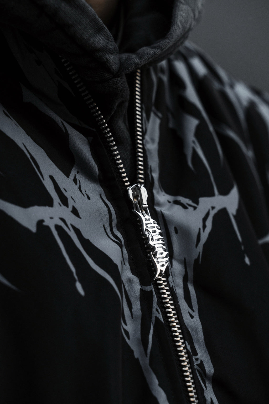 Reign Of Blood (Grey) - Bomber Jacket (Acid Washed)
