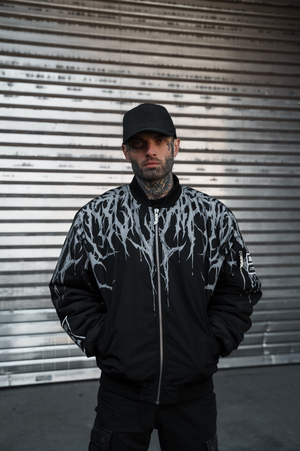Reign Of Blood (Grey) - Bomber Jacket (Acid Washed)