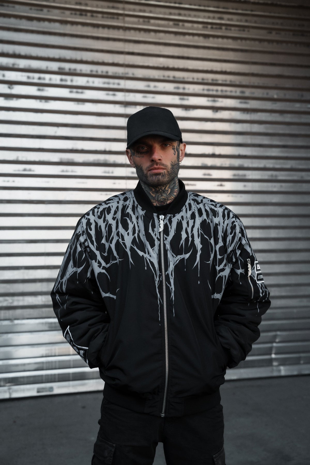Reign Of Blood (Grey) - Bomber Jacket (Acid Washed)
