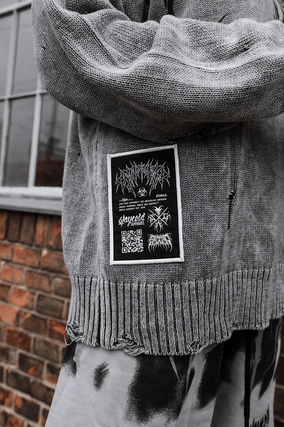 Reign Of Blood (Grey Bleached) - Knit Sweater (600GSM)