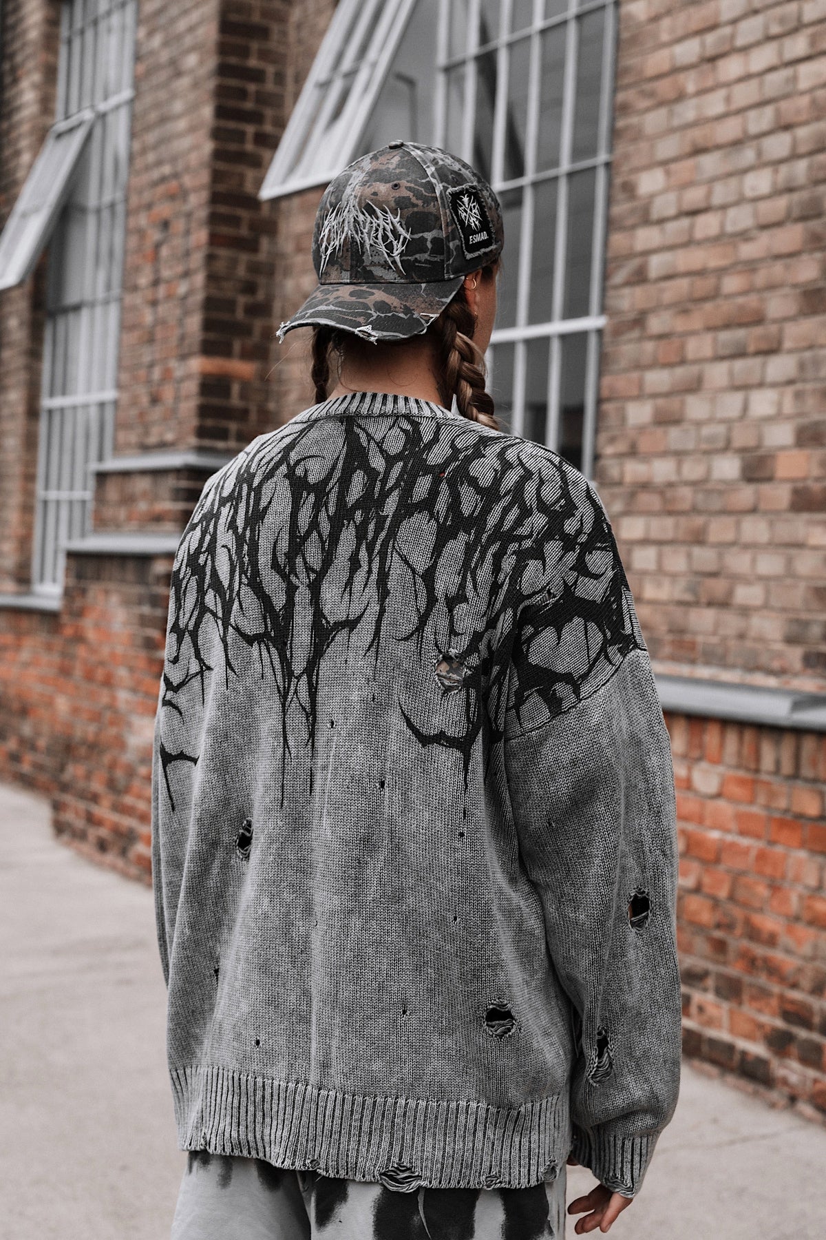Reign Of Blood (Grey Bleached) - Knit Sweater (600GSM)