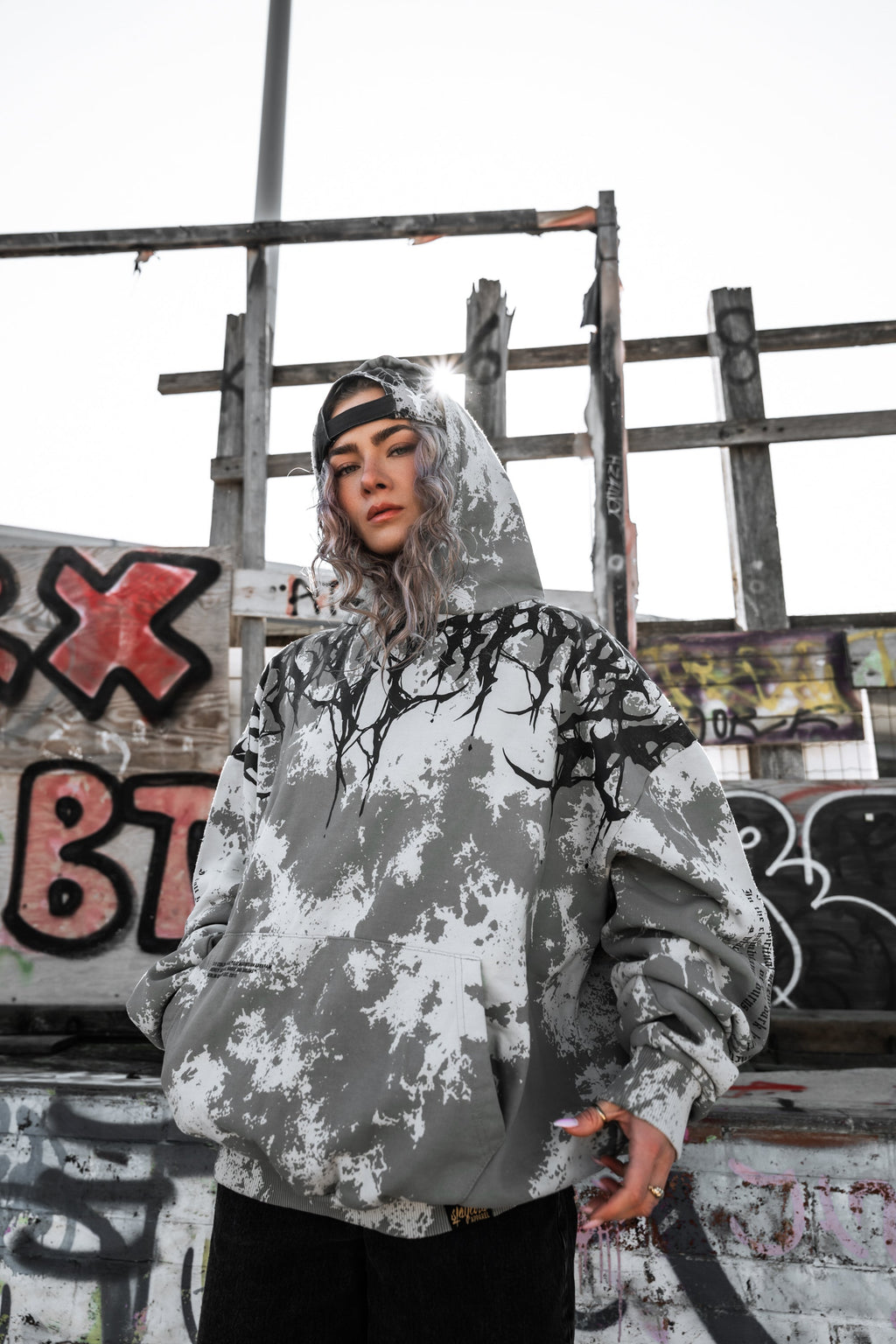 Reign Of Blood (Light Grey) - Heavy Oversized Hoodie (400GSM)