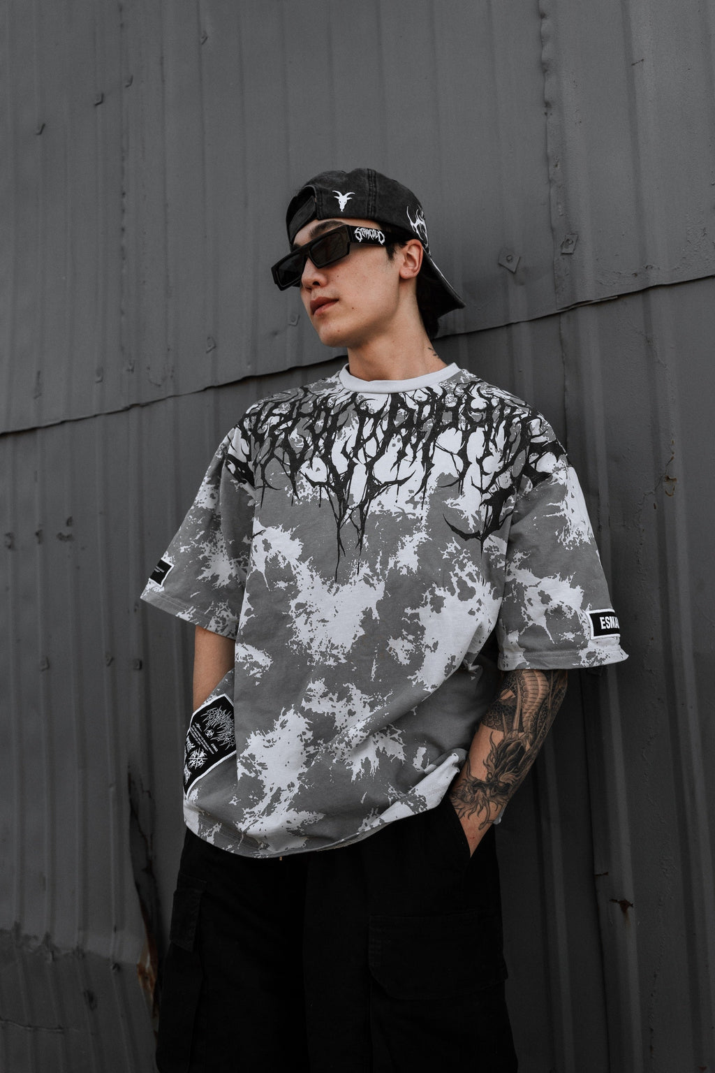 Reign Of Blood (Light Grey) - Heavy Oversized T-Shirt (tie dye) 250GSM