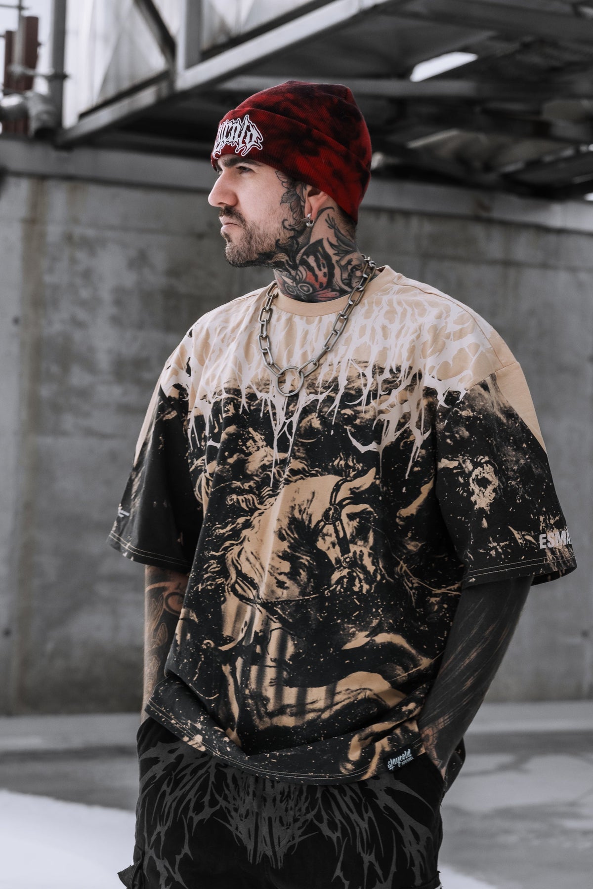 Reign Of Blood (Beige) - Oversized T-Shirt (200GSM)