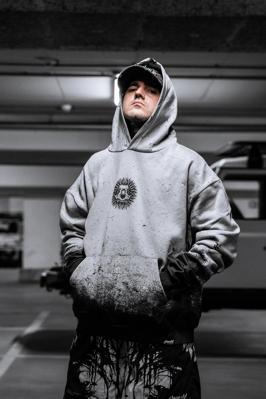 Saint of Nothing (Grey Grunge) - Oversized Hoodie (350GSM)
