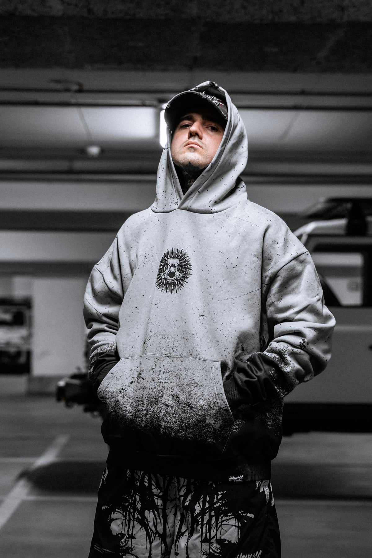 Saint of Nothing (Grey Grunge) - Oversized Hoodie (350GSM)