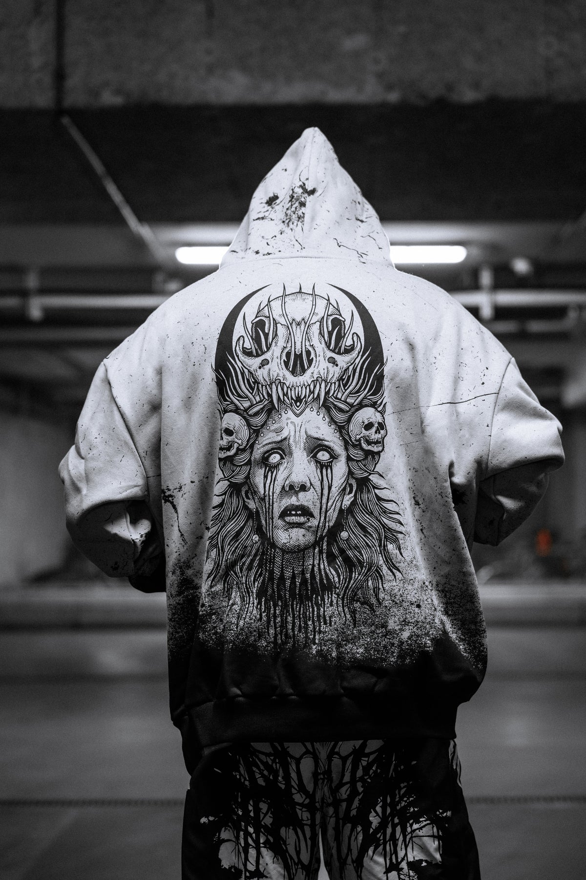 Saint of Nothing (Grey Grunge) - Oversized Hoodie (350GSM)
