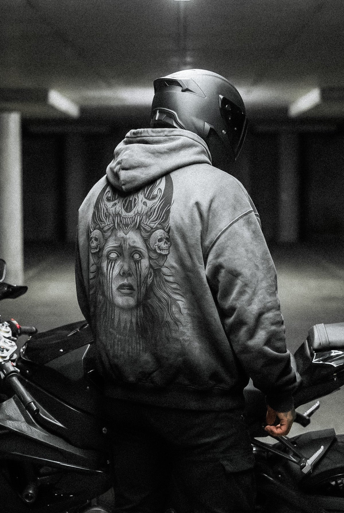 Saint of Nothing (Grey Grunge) - Oversized Hoodie (350GSM)