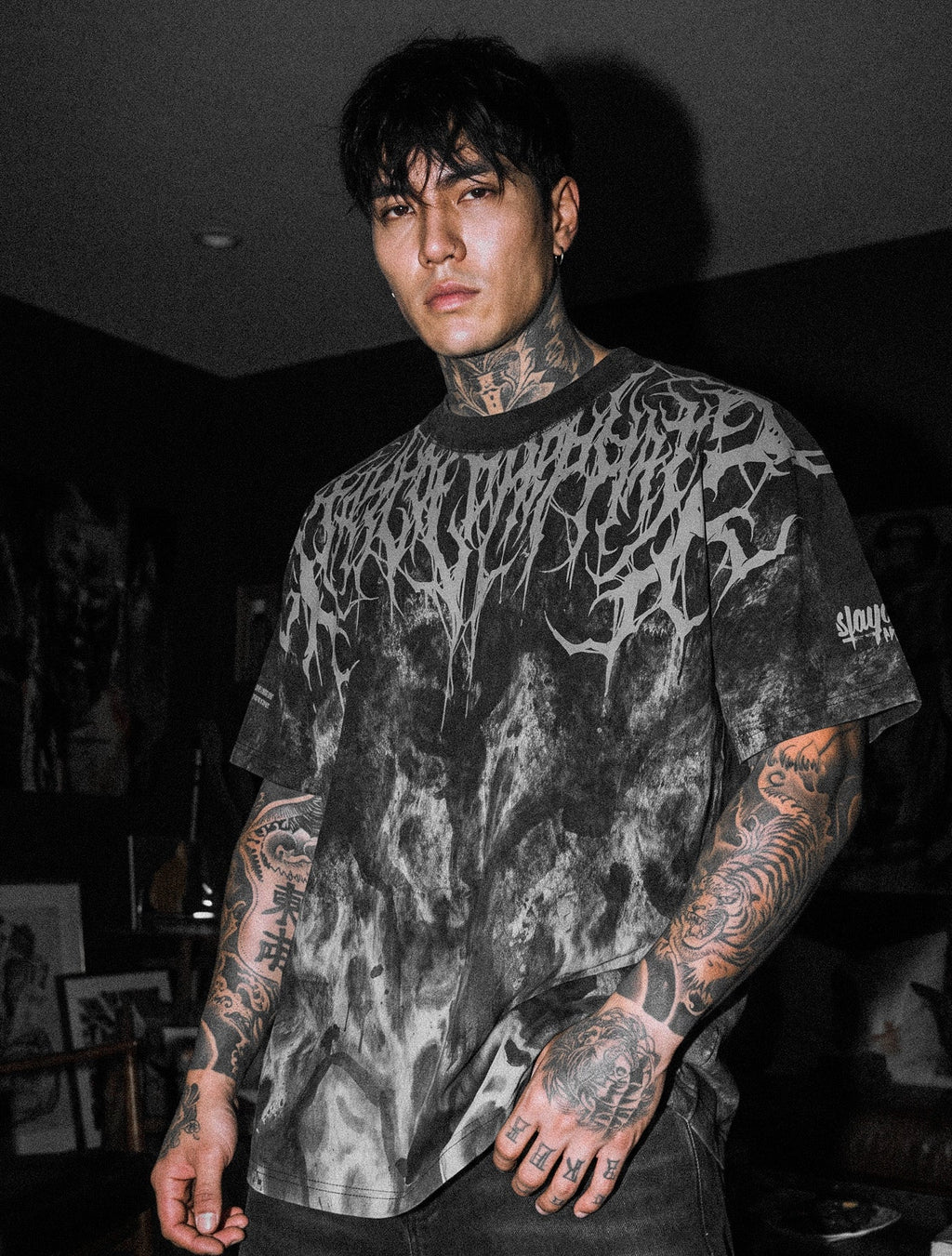 Slasher (Grey) - Heavy Oversized T-Shirt (250GSM)