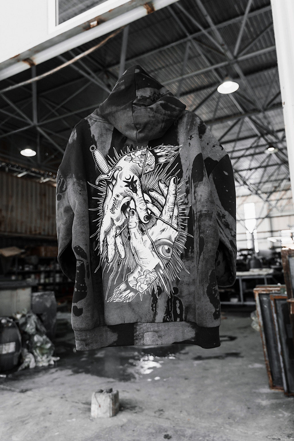 Think Twice (Grey Dye) - Oversized Hoodie (350GSM)