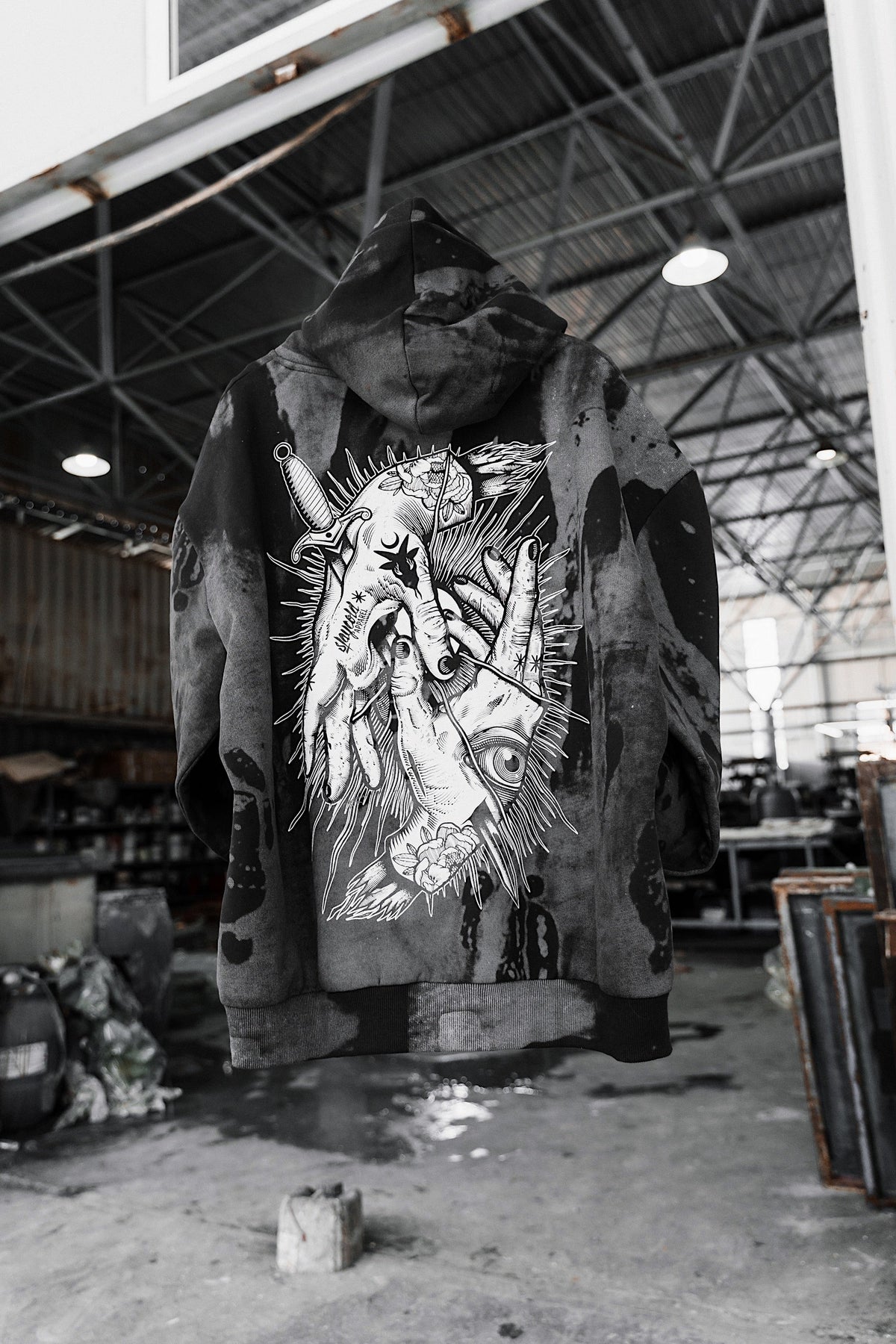 Think Twice (Grey Dye) - Oversized Hoodie (350GSM)