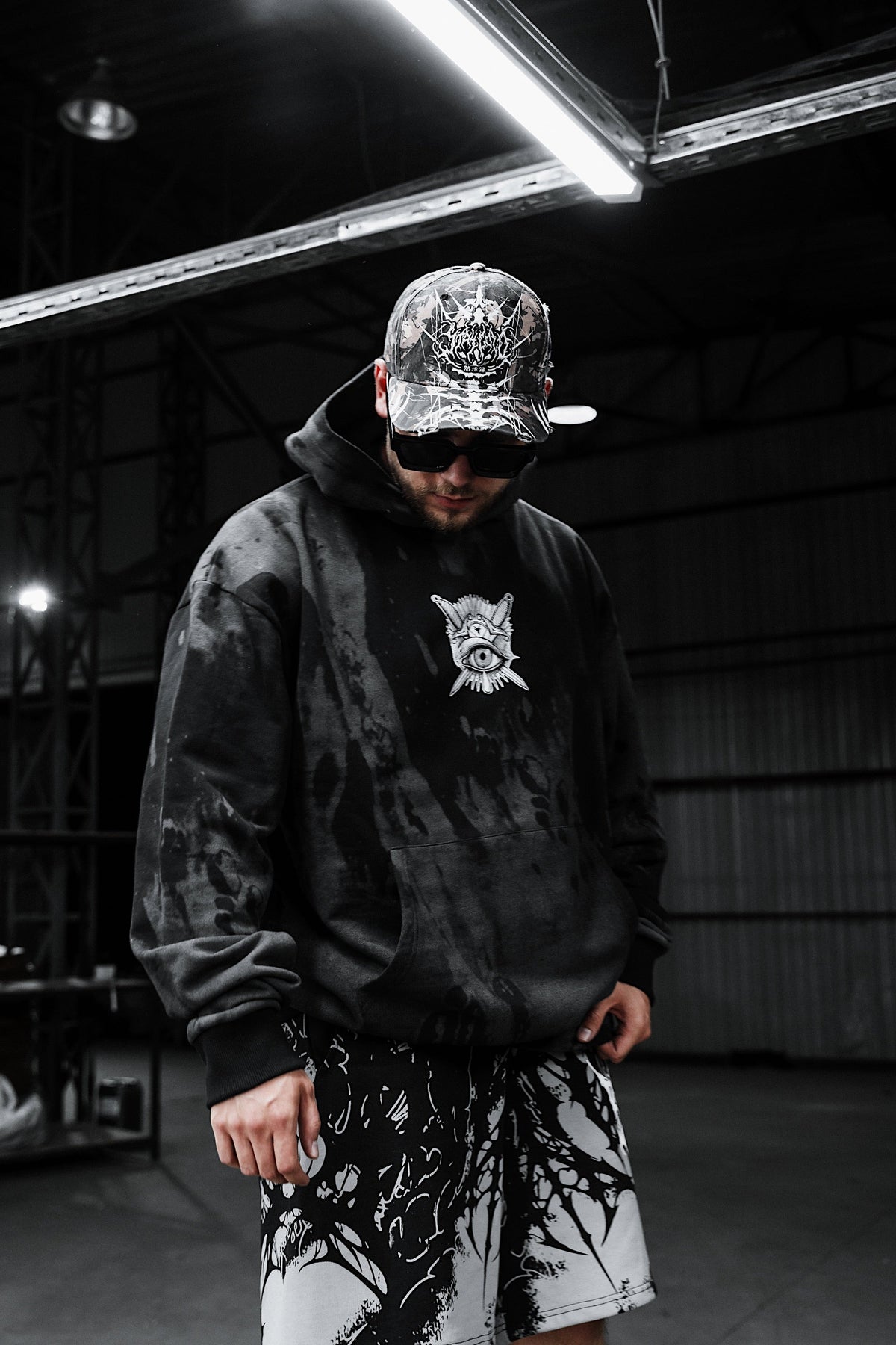Think Twice (Grey Dye) - Oversized Hoodie (350GSM)