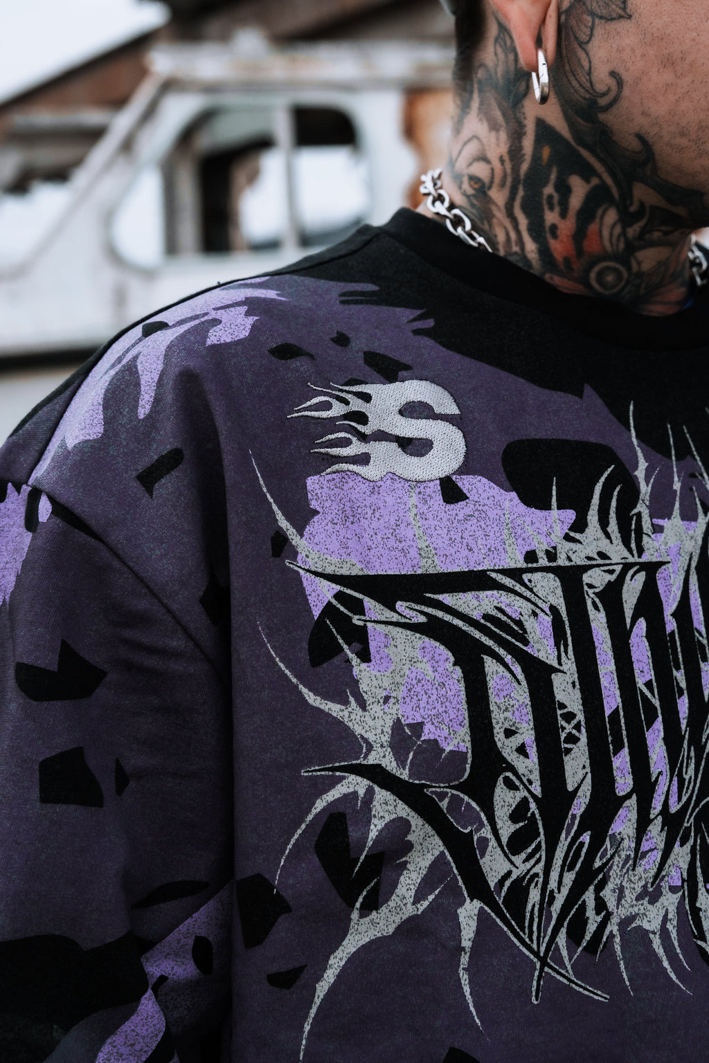 Urban Hazard (Purple Camo) - Heavy Oversized T-Shirt (250GSM)
