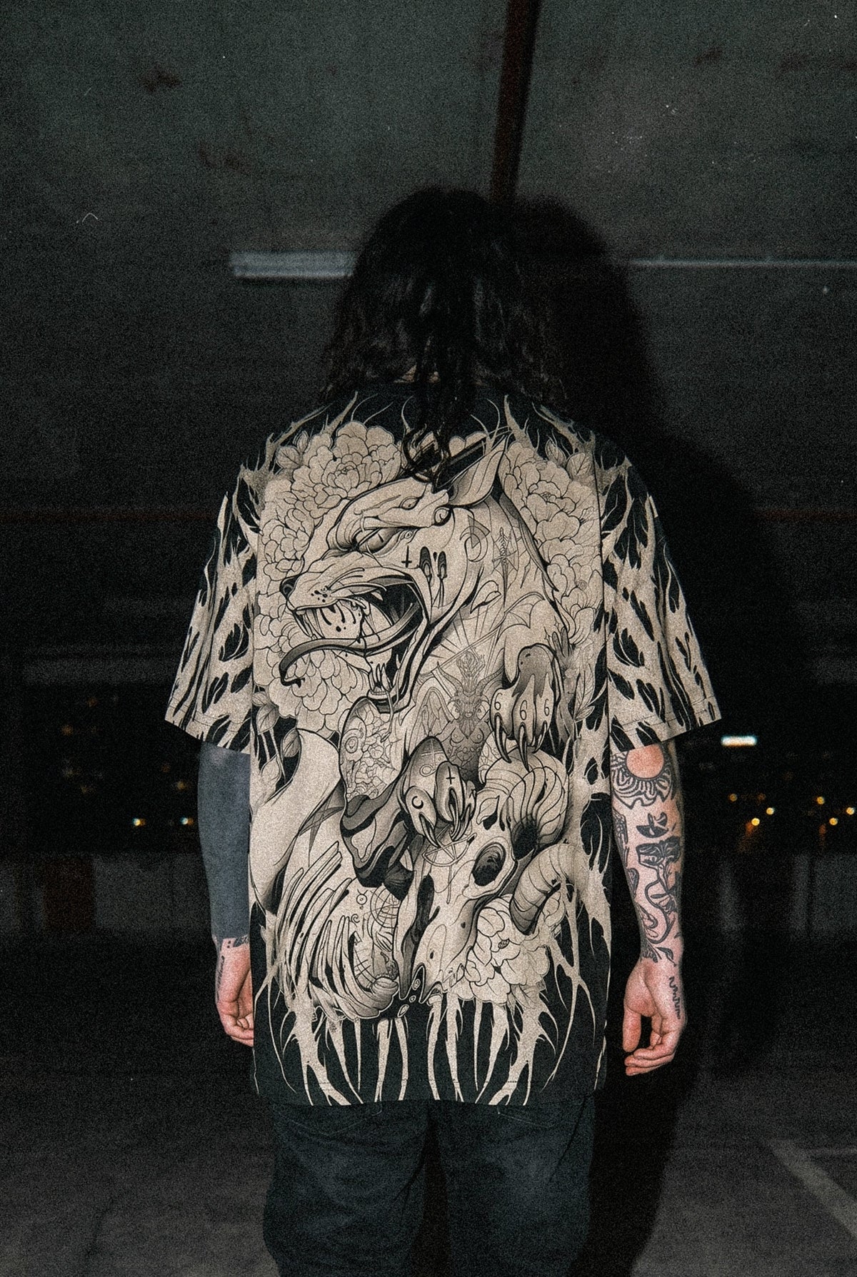 Zombie Fox (Black) - Oversized T-Shirt (200GSM)
