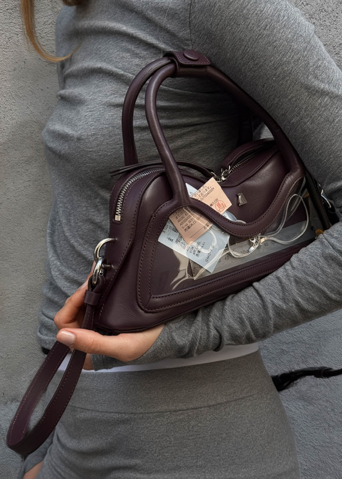 Hilma Mini Vinyl Burgundy Leather Bag