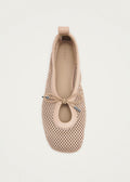 Rosalind Mesh Beige Leather Ballet Flats